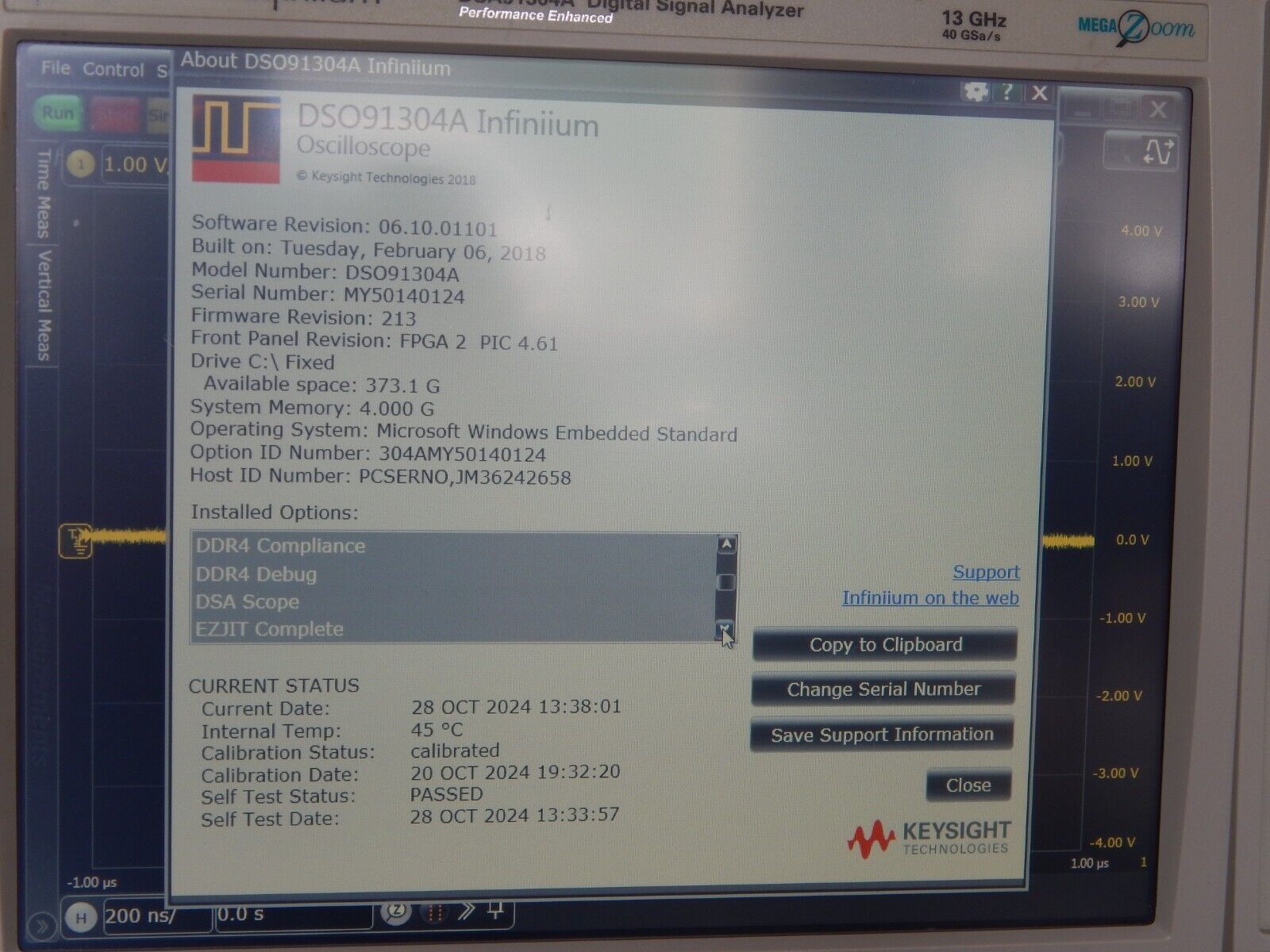 Agilent DSA91304A Oscilloscope 13Ghz 40Gs/s, 12 options, OEM cal, MY50140124 Agilent DSA91304A Oscilloscope 13Ghz 40Gs/s, 12 options, OEM cal, MY50140124